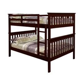 Hivvago - Solid Wood Full Over Full Bunk Bed in Cappuccino Finish - Brown