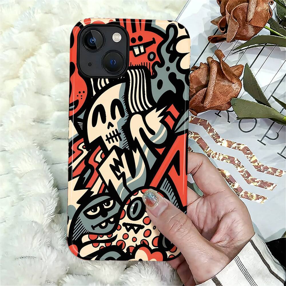 Alt View 6. BUBM - Smartphone Case for iPhone - 2-Layer Durable Smartphone Protection Case - Skull Riot - Skull Riot for iPhone 14.