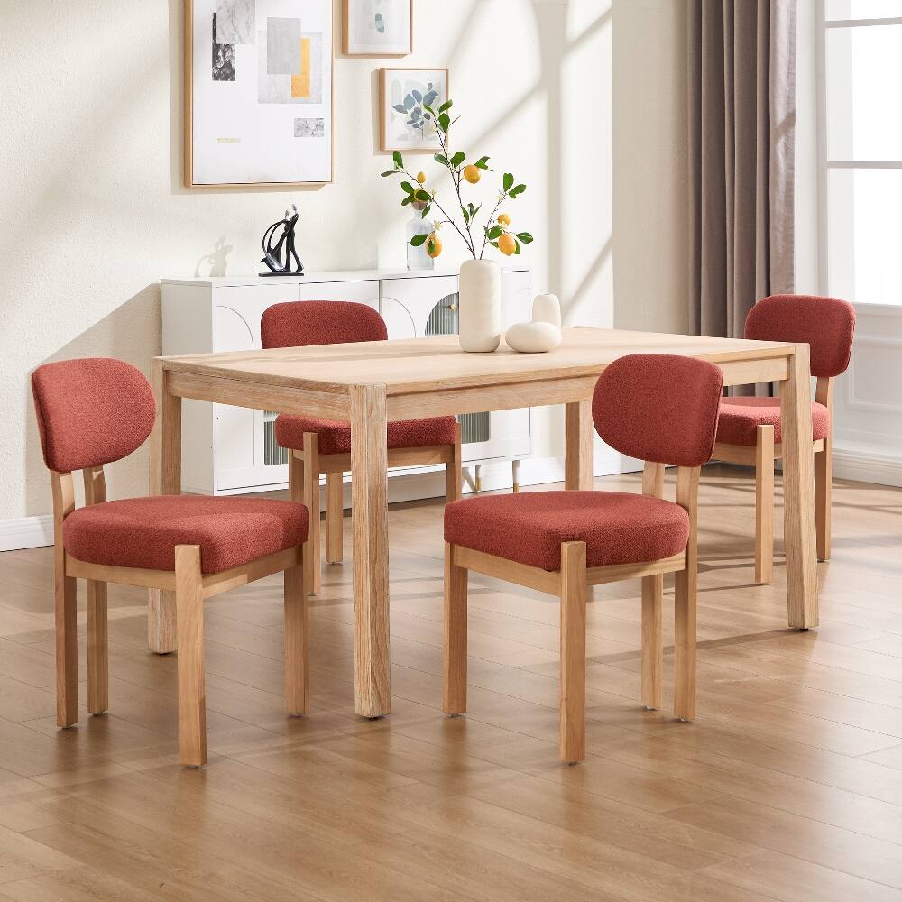 Alt View 3. Loheer - Loheer Wooden Dining Chairs Set of 2 Modern Fabric Upholstered Kitchen Farmhouse Dinner Chair Dark Orange - Dark Orange.