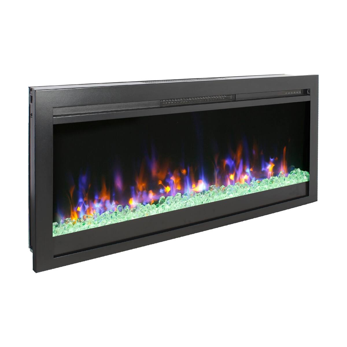 Alt View 1. Loheer - Loheer 44 inch in wall recessed electric fireplace with remote control and multi color flame and ember bed - Antique Black.