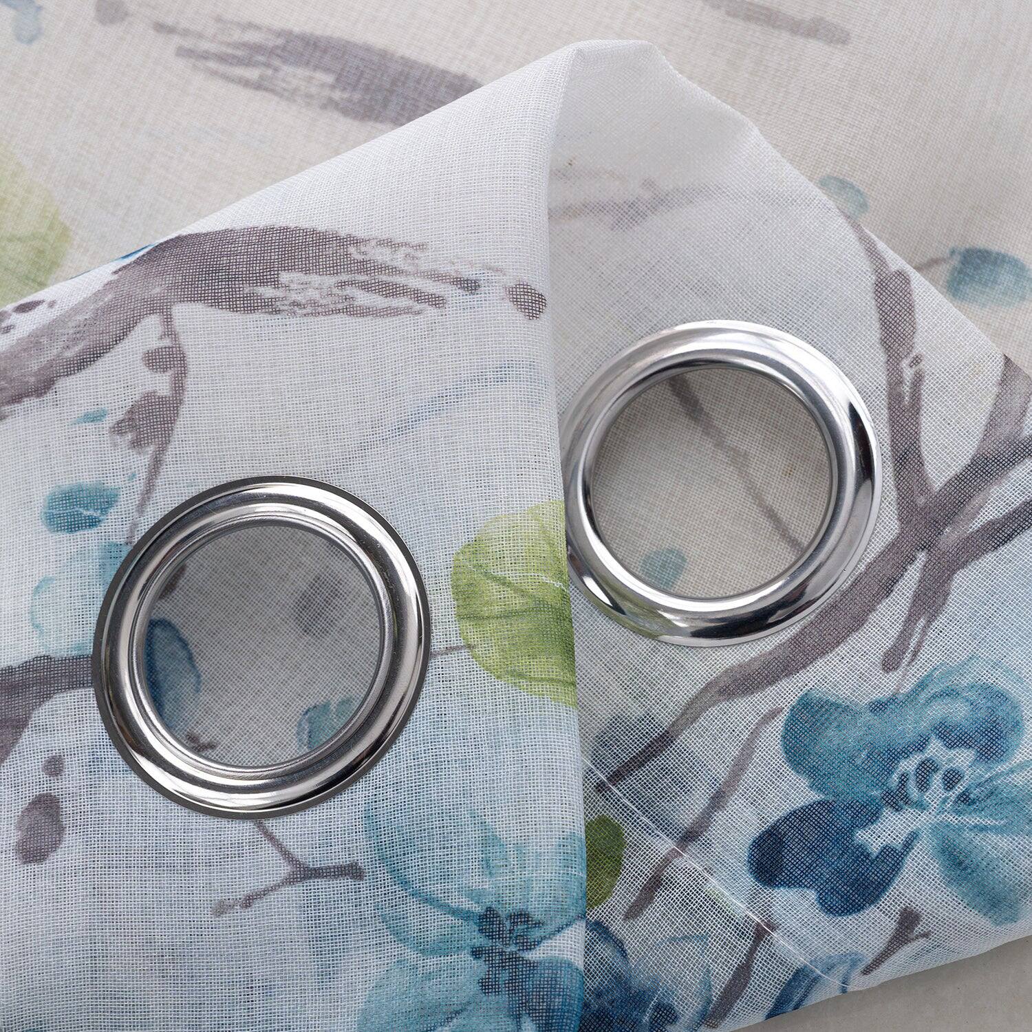 Left. Olivia Gray - Olivia Gray 100% Polyester 72 GSM Amelia Printed Doily Grommet Curtain Panel 54" x 84" Blue - Blue.