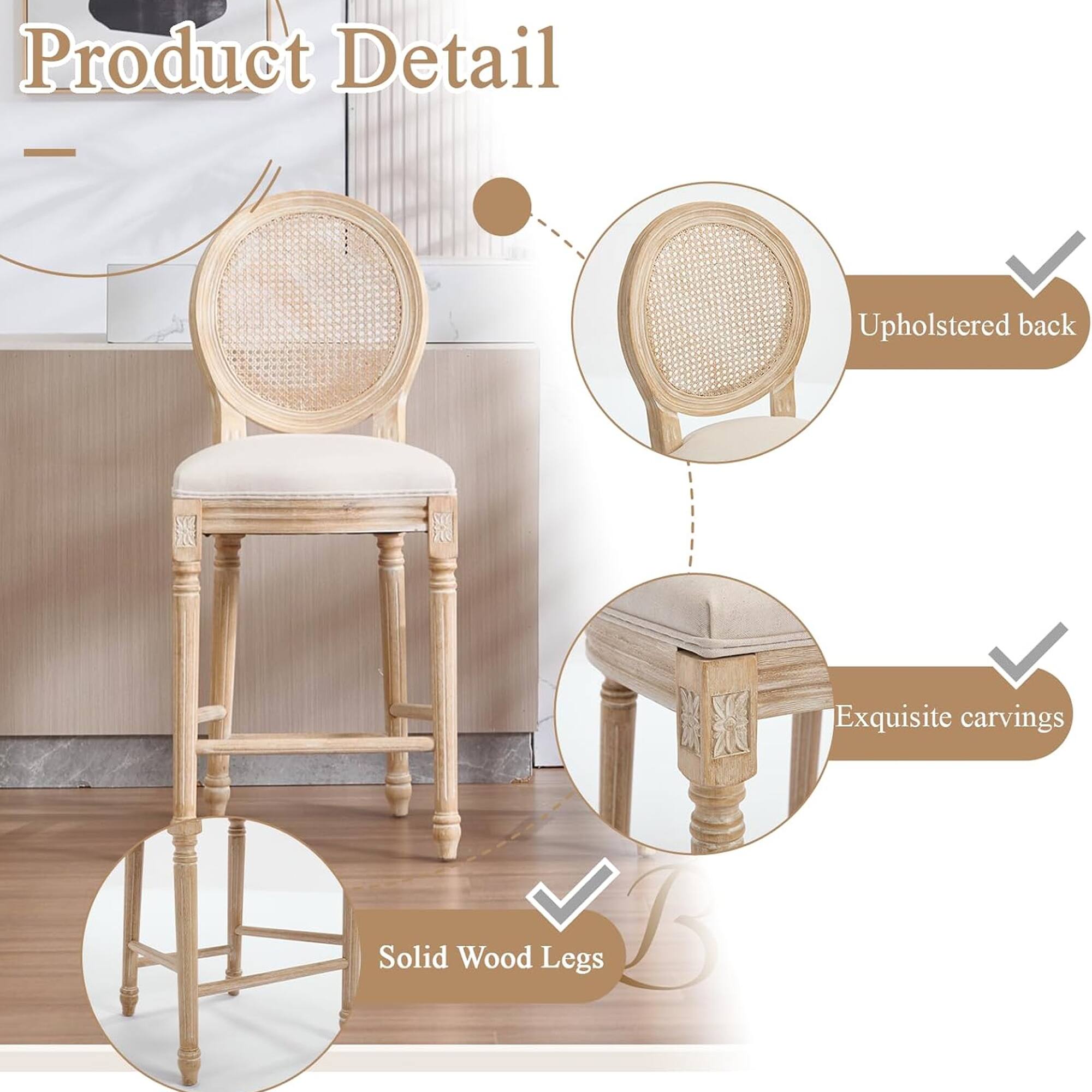 Product Detail

- Upholstered back
- Exquisite carvings
- Solid Wood Legs