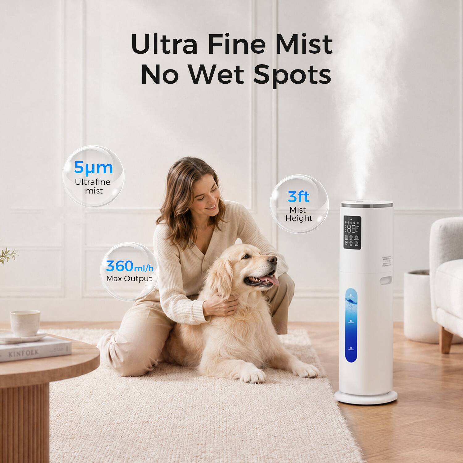 Ultra Fine Mist No Wet Spots

5µm Ultrafine mist

3ft Mist Height

360ml/h Max Output

KINFOLK