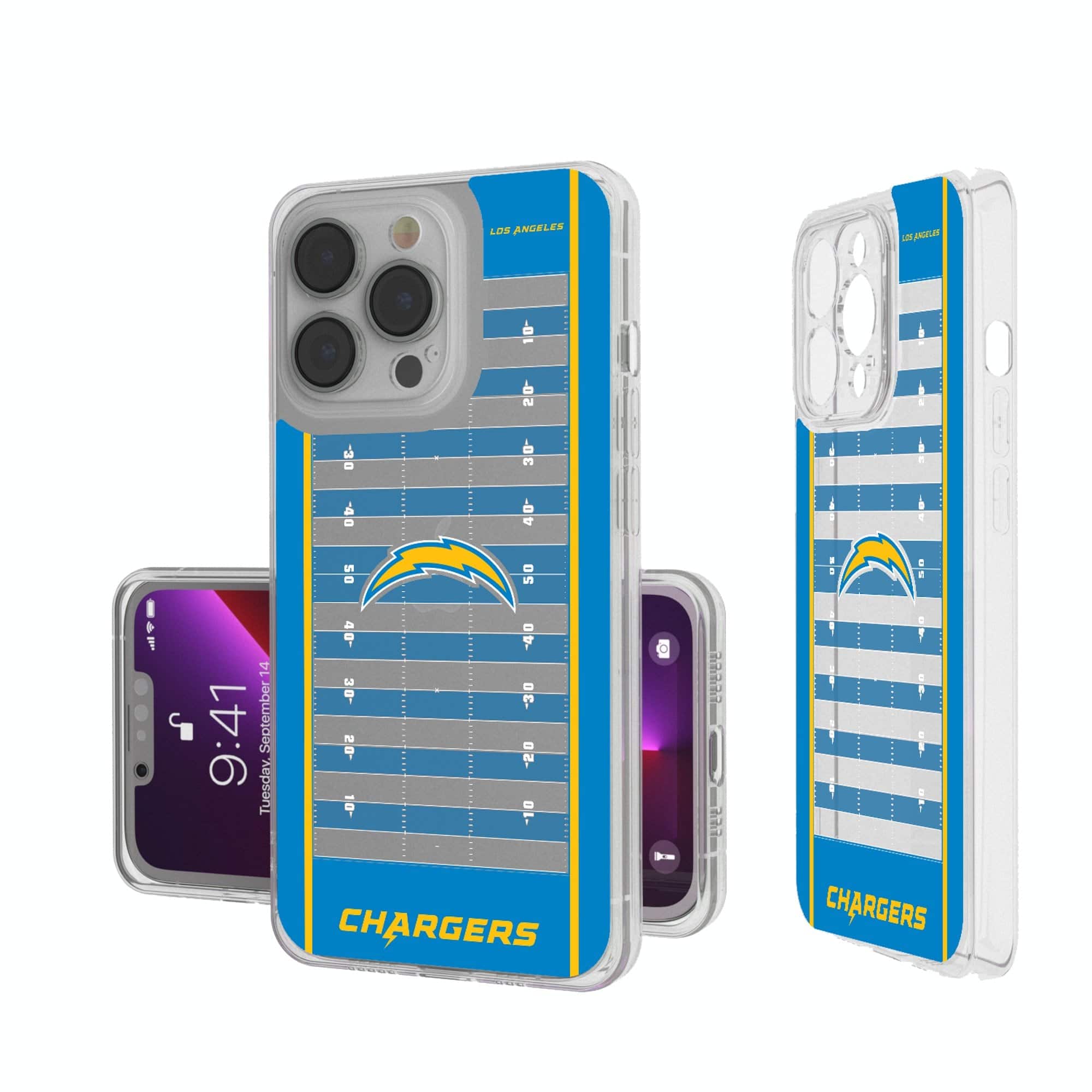 Keyscaper - NFL - Los Angeles Chargers iPhone Clear Field Design Case - 14 - Multicolor