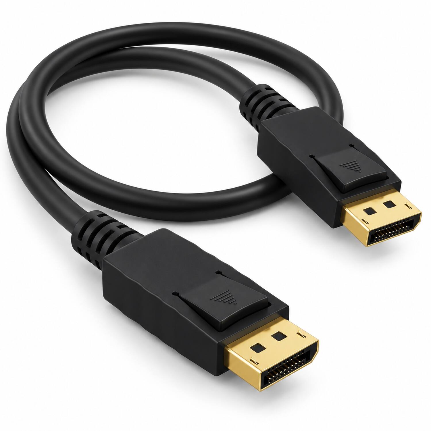 Angle. Sanoxy - 15ft Gold Plated DisplayPort to DisplayPort Male to Male Cable with Latches 28AWG - Black.