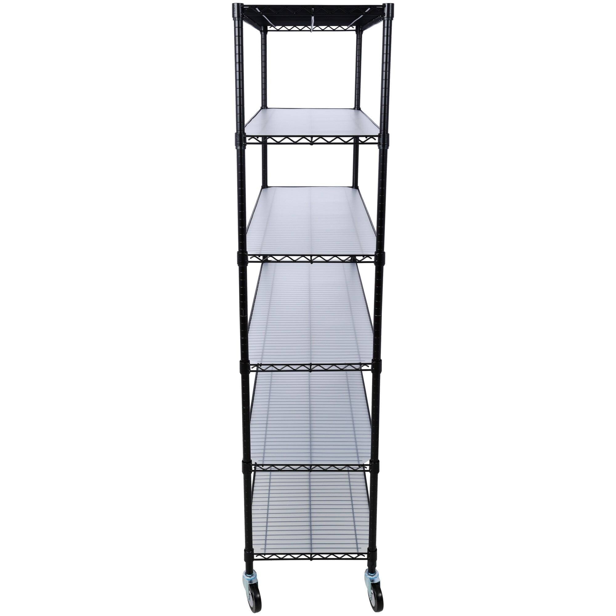 Alt View 2. Boyel Living - 6 Tier Metal Black Shelf Wire Shelving Heavy Duty Adjustable Storage Rack with Wheels Shelf Liners 84H x 48L x 20D - Black.