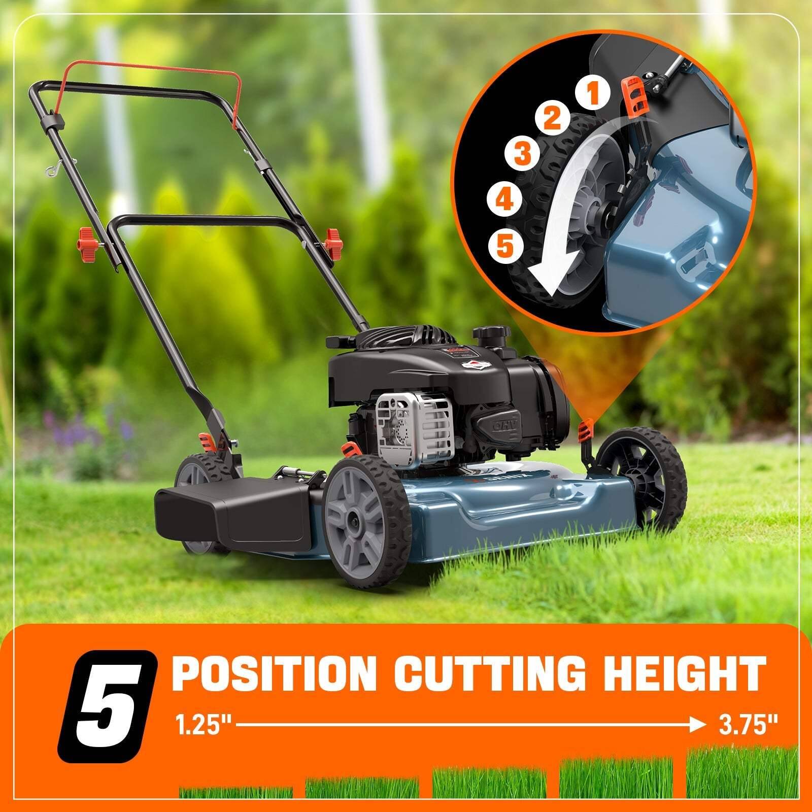 3 4 5 2 1 - GOD  
POSITION CUTTING HEIGHT  
5 1.25" 3.75"