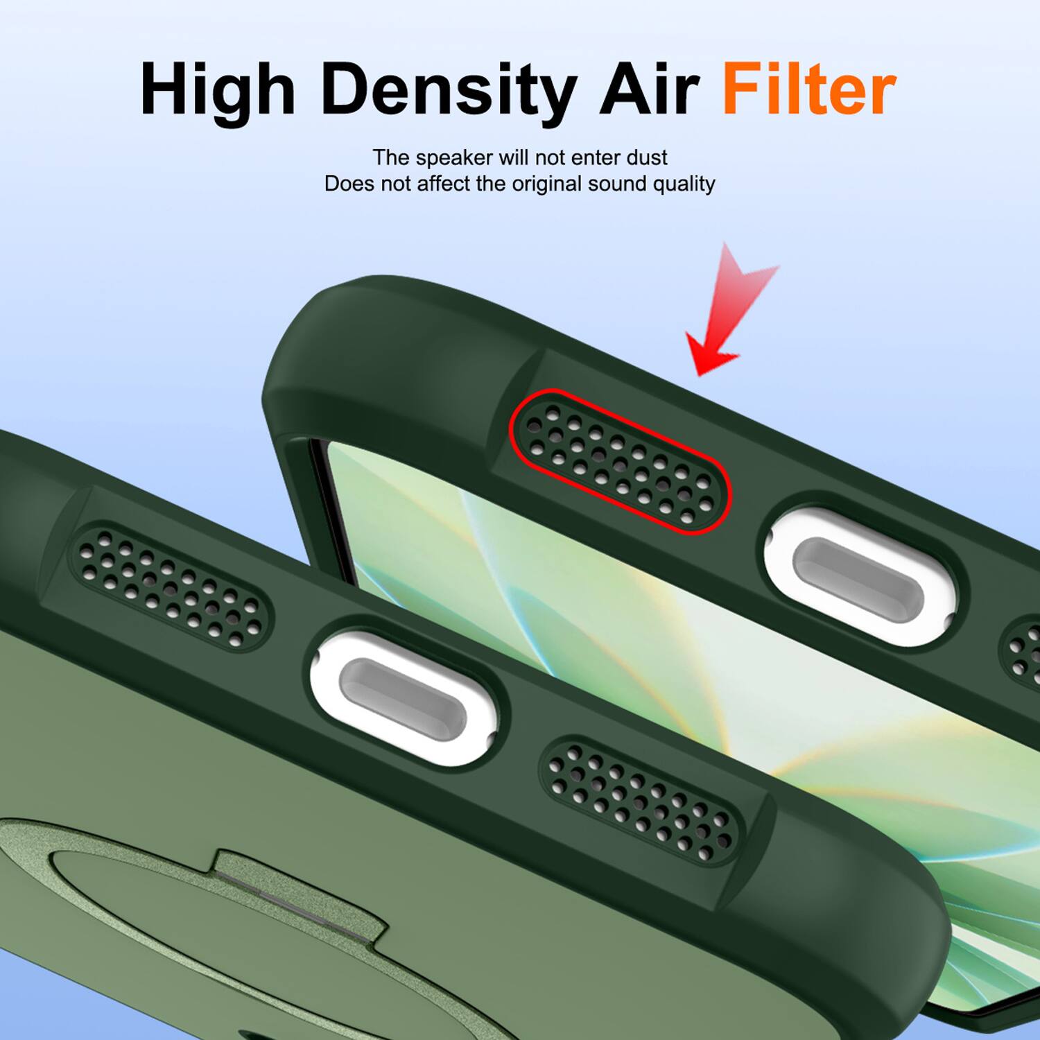 High Density Air Filter  
The speaker will not enter dust  
Does not affect the original sound quality