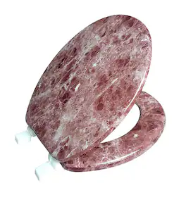 J&V TEXTILES - Marble Round Toilet Seat - Burgundy