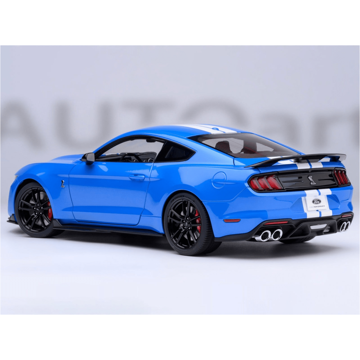 Alt View 9. Autoart - Ford Mustang Shelby GT500 Grabber Blue w/ White Stripes 1/18 Model Car by Autoart.