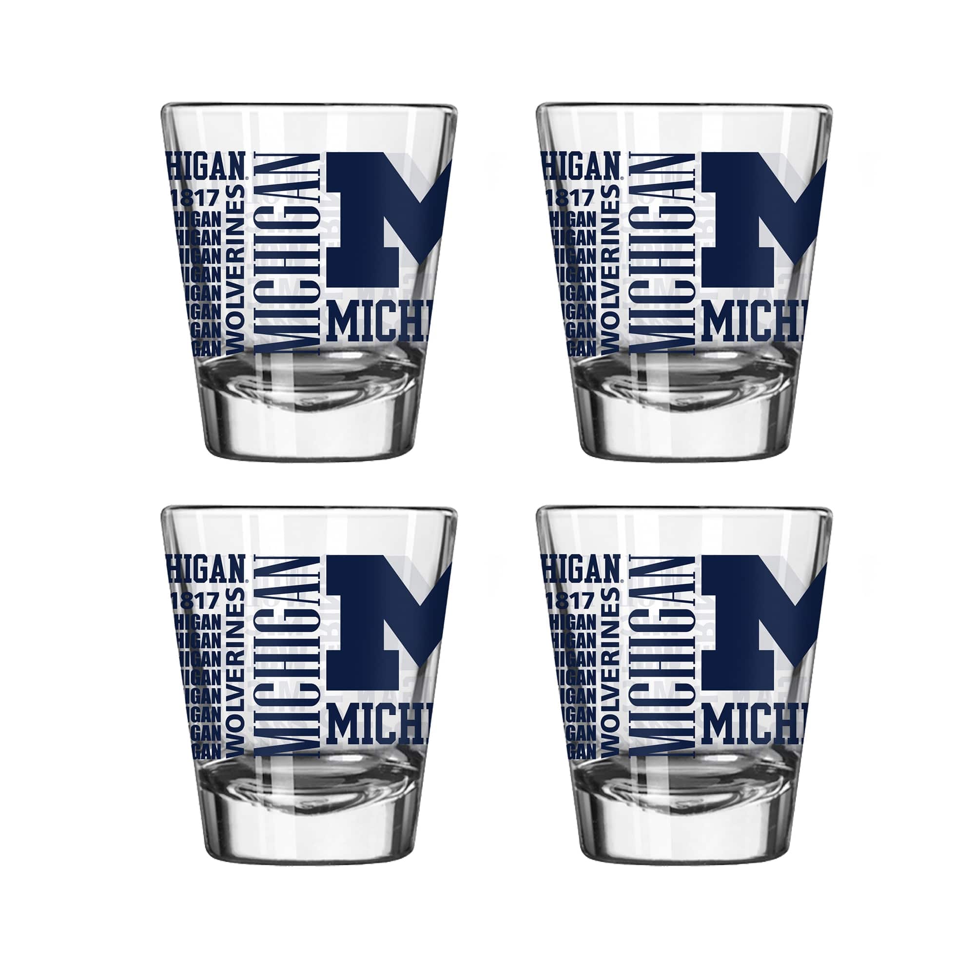 Logo Brands - Michigan Wolverines 4-Pack 2oz. Shot Glass Set - Multicolor