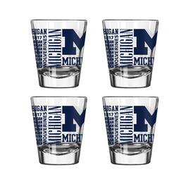 Logo Brands - Michigan Wolverines 4-Pack 2oz. Shot Glass Set - Multicolor