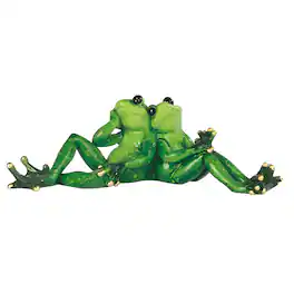 FC Design - 9"W Happy Frog Couple Leaning Back to Back Animal Figurine Statue Office Desk Tabletop Home Decor Gift - Multi-Color