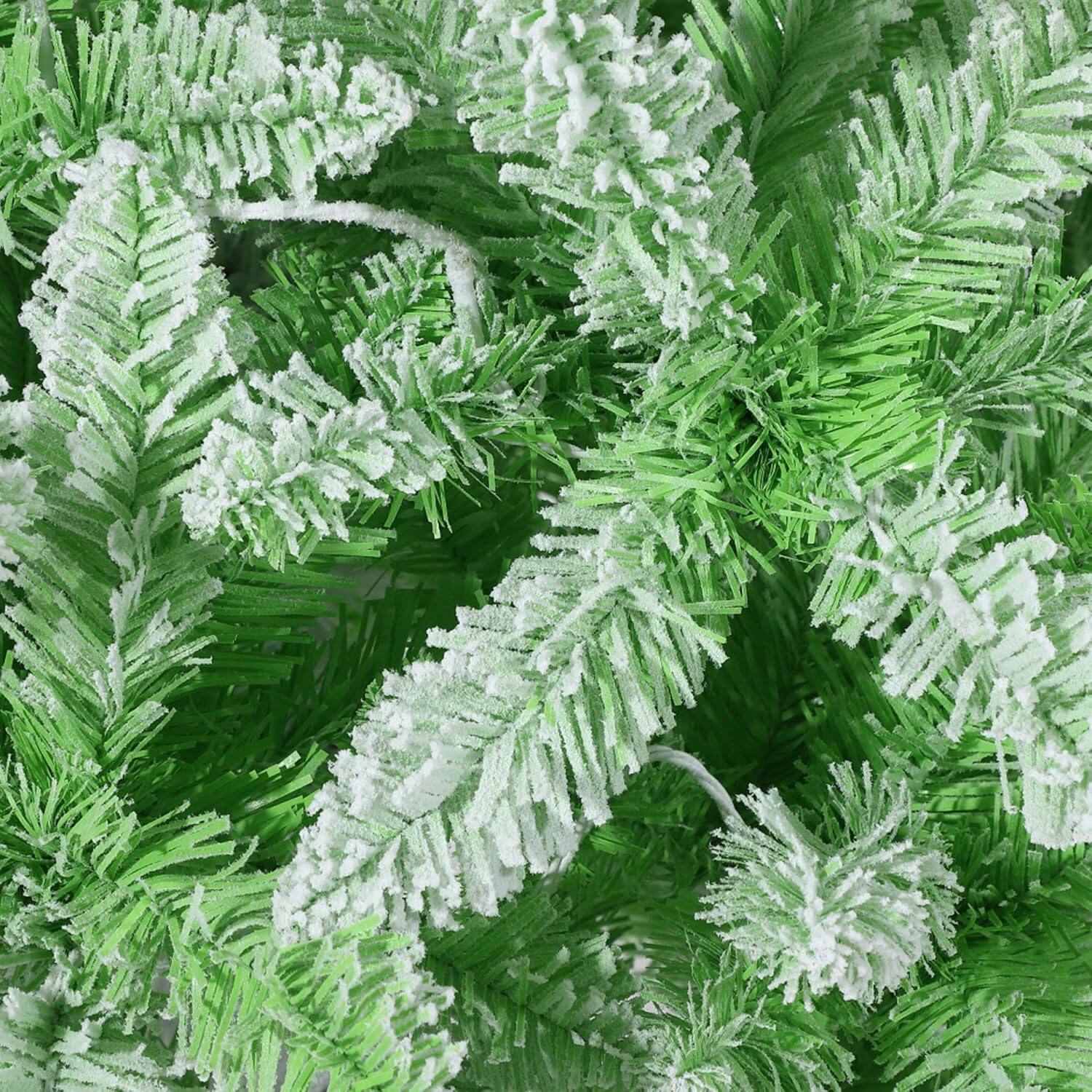 Alt View 5. Qeetex - 7.5Ft Pencil Christmas Tree Artificial Slim Xmas Trees Skinny Christmas Tree Decorations Fake Flockeds White & Green Gra - As Shown.