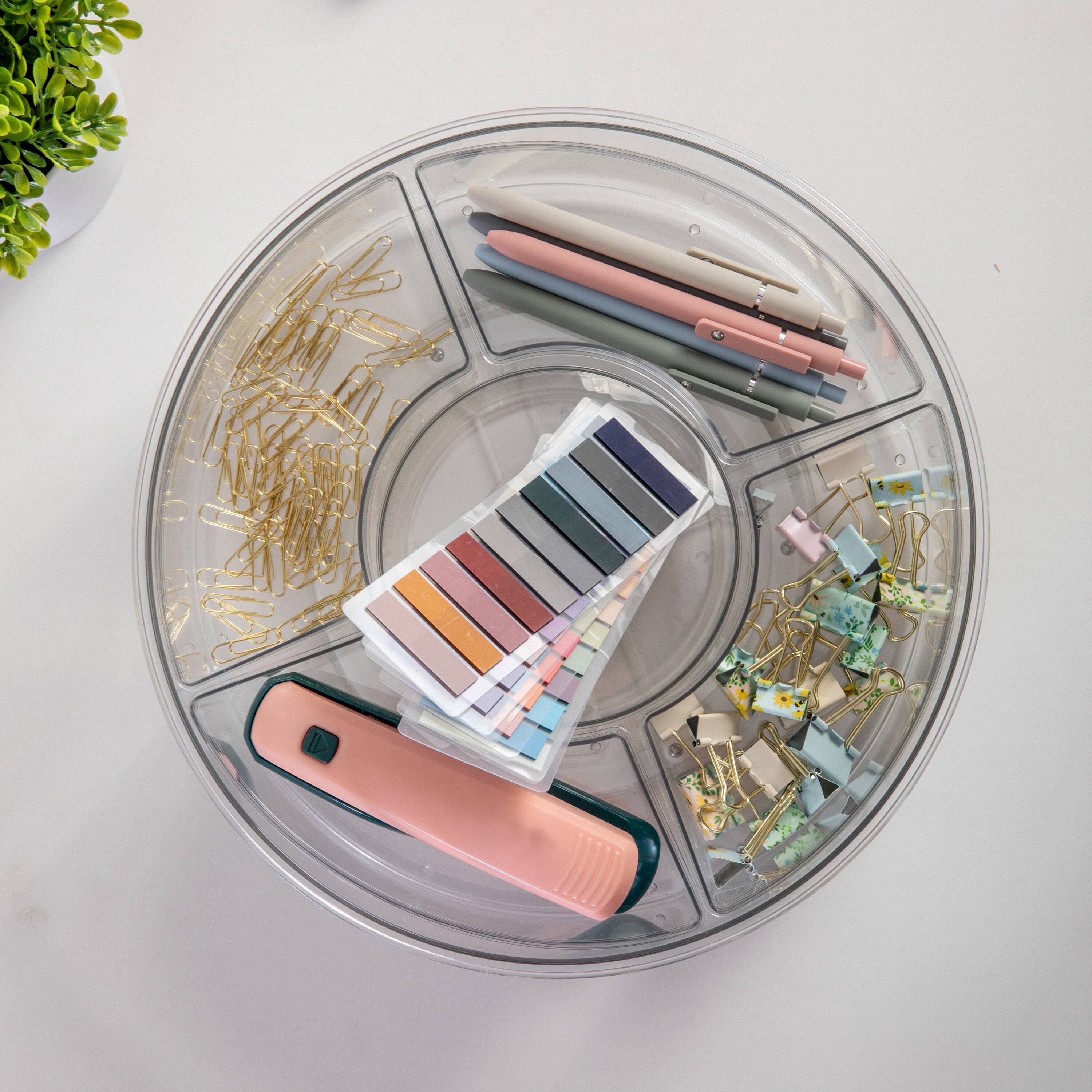 Alt View 13. Martha Stewart - Brody 12" Lazy Susan Plastic Desktop Turntable with 5 Removable Storage Bins - Clear - Clear.