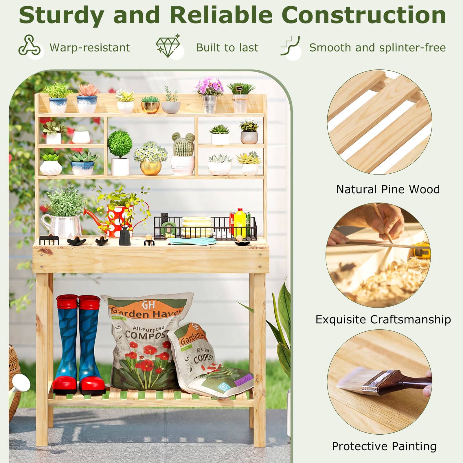Sturdy and Reliable Construction  
Warp-resistant  
Built to last  
Smooth and splinter-free  

Natural Pine Wood  
Exquisite Craftsmanship  
Protective Painting