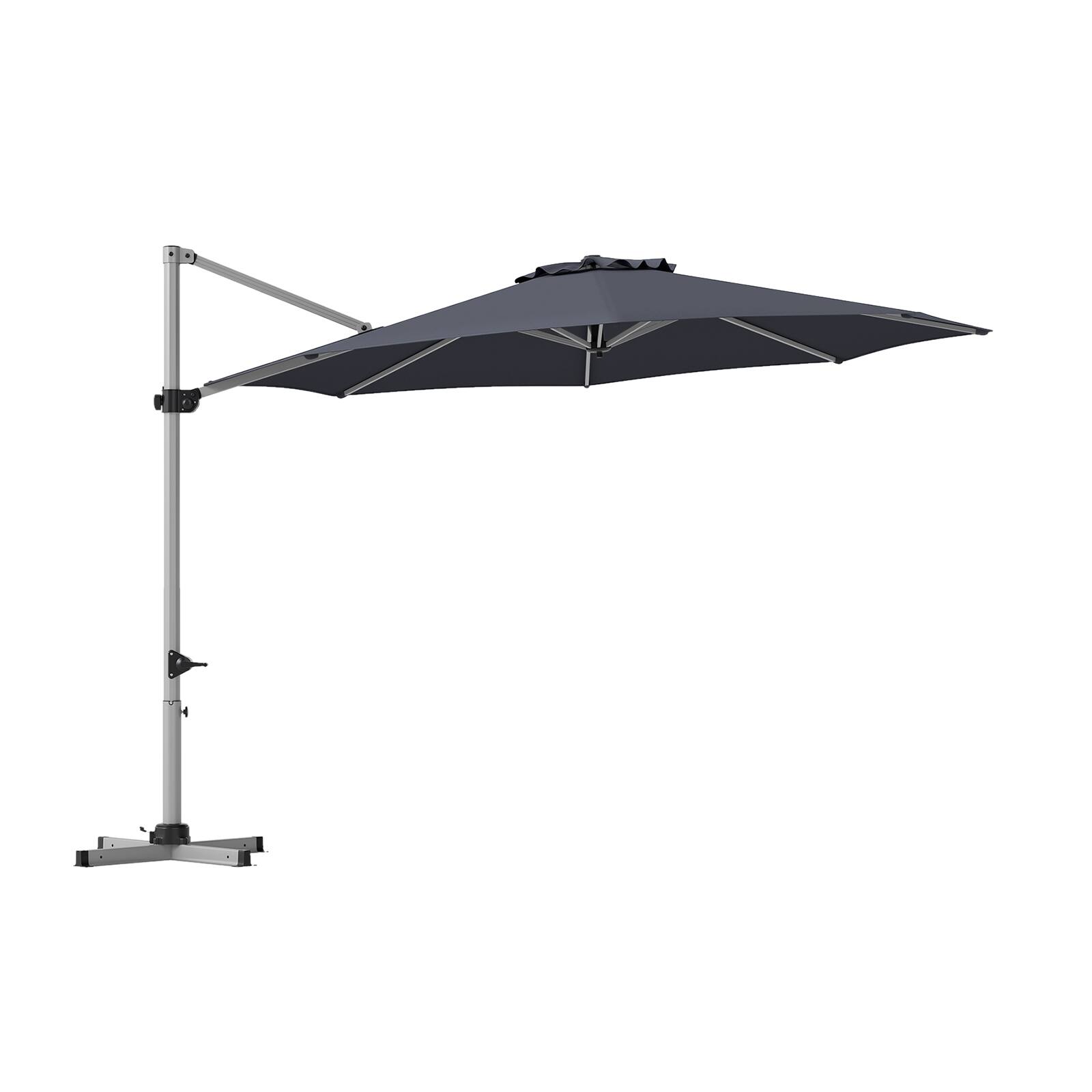 Alt View 9. Costway - Costway 11FT Cantilever Outdoor Umbrella, Large Offset Umbrella with 360-Degree Rotation - Gray.