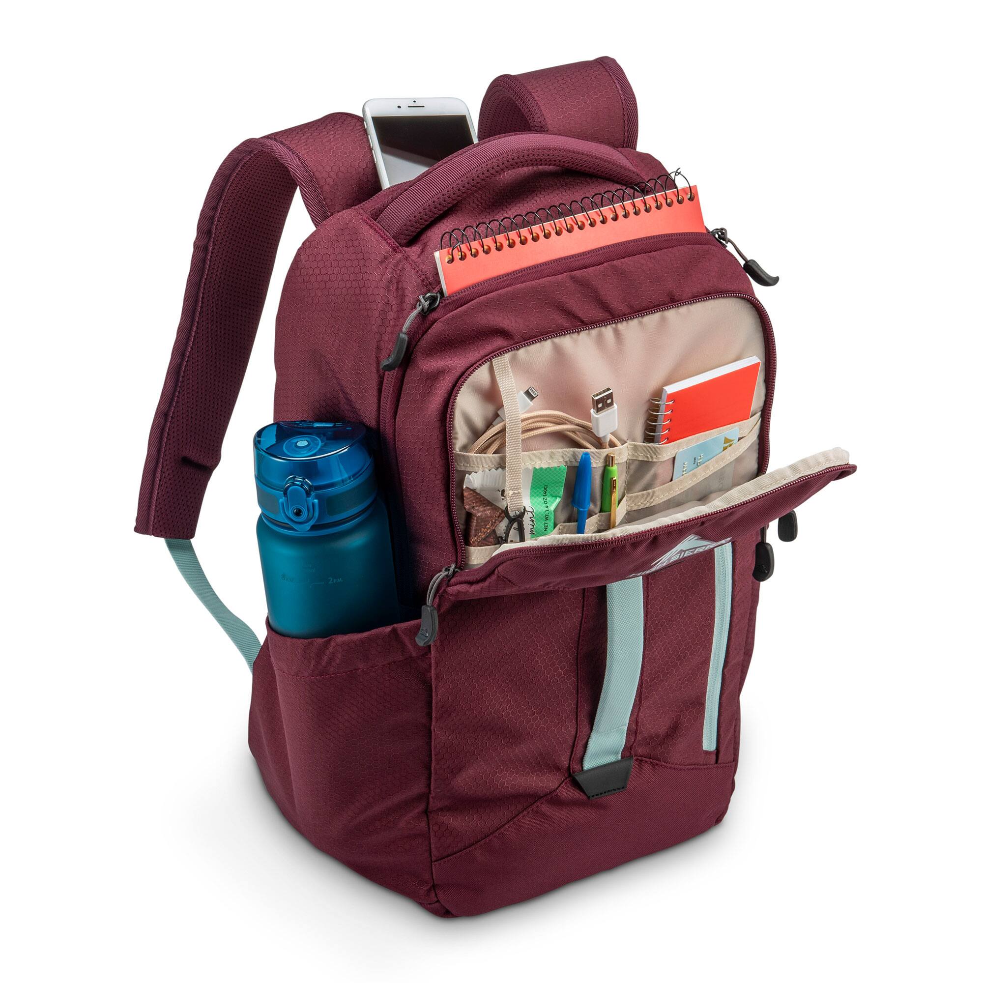 Alt View 2. High Sierra - High Sierra Large Backpack with Device Sleeve and Adjustable Straps, Maroon - Maroon.
