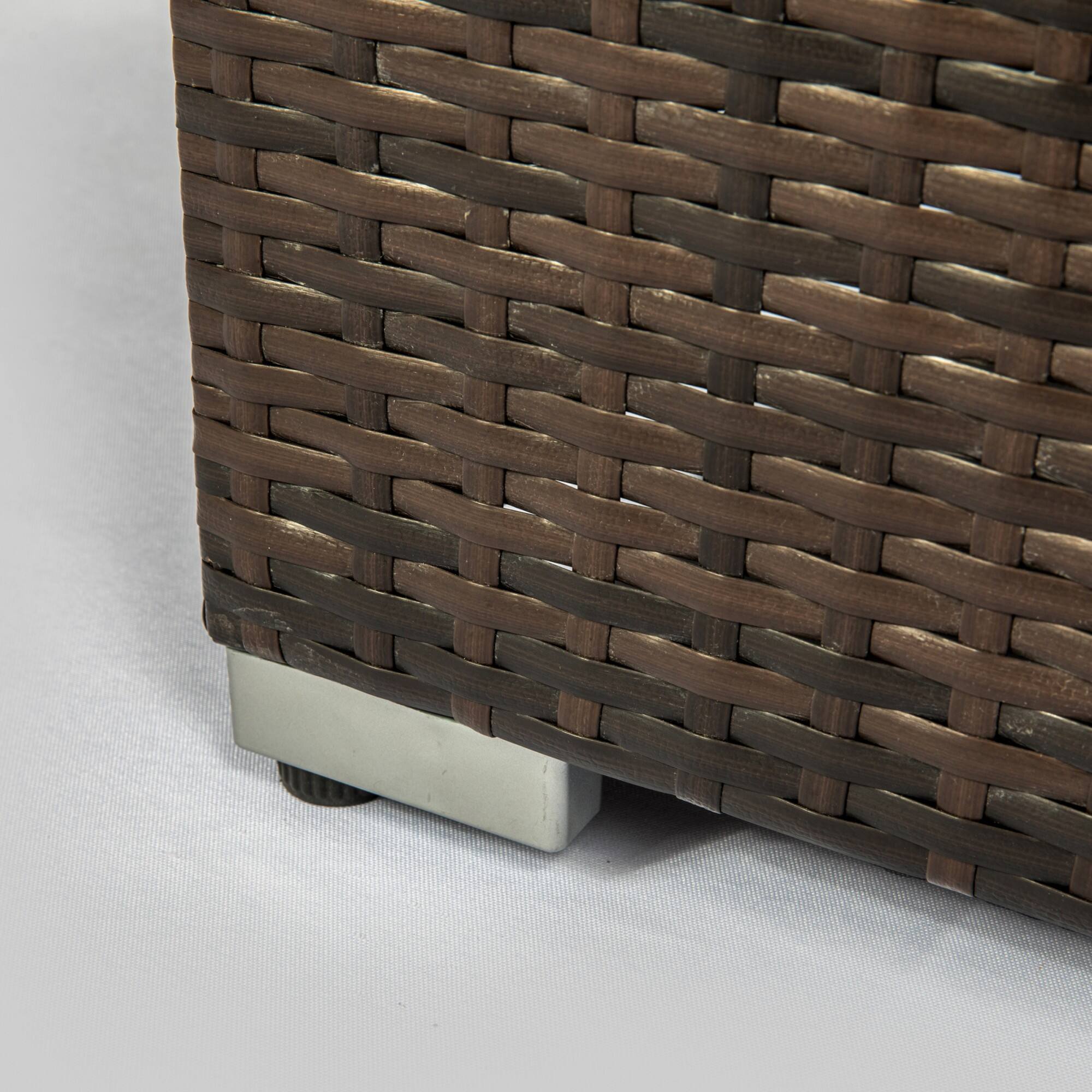 Left. Boyel Living - 32 Inch Outdoor Rectangular Propane Fire Pit Table Tile Top Wicker Base Brown - Brown.