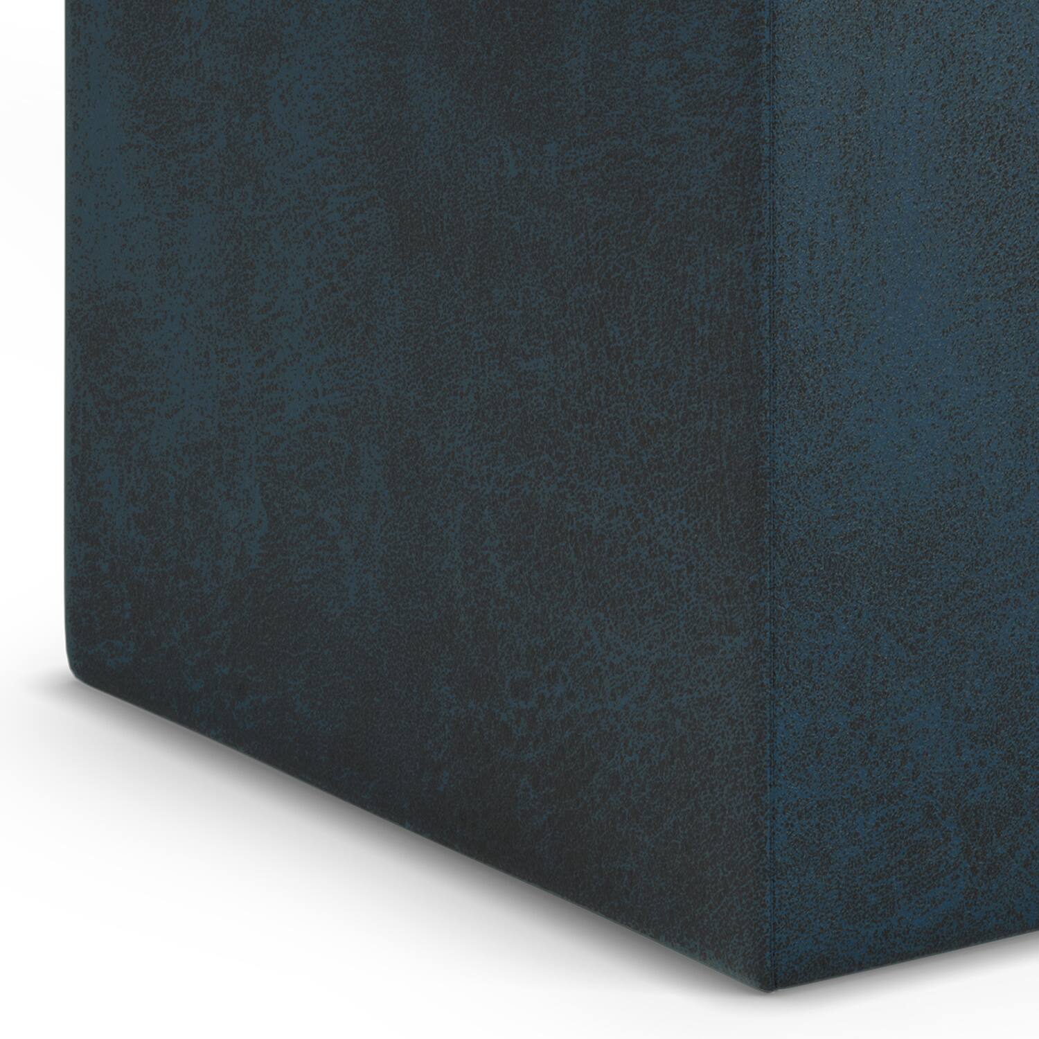 Alt View 12. Simpli Home - Rockwood Cube Storage Ottoman with Tray - Distressed Dark Blue.