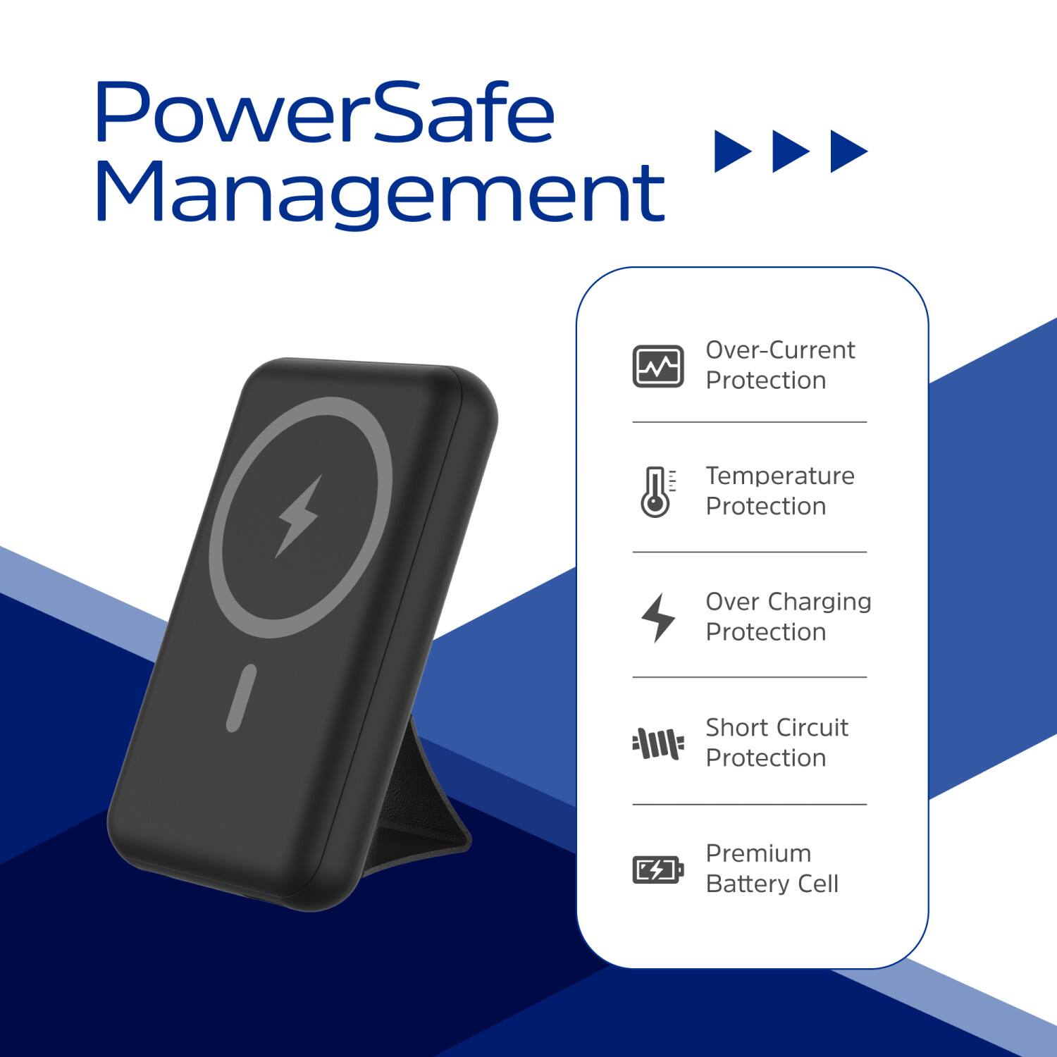 PowerSafe Management
Over-Current Protection
Temperature Protection
Over Charging Protection
Short Circuit Protection
Premium Battery Cell