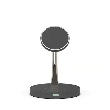 Front. RISOKEYS - Power Adapter - Apple iPhone 17 Compatible - Upright Magnetic Wireless Charger, 15W Smart Fast Charging, Night Light - Black.