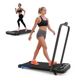 Akoasm - 2.5 HP 3 in 1 Walking Pad Under Desk Folding Treadmill with Incline, Handle Bar, Remote Control & LED Display - Black