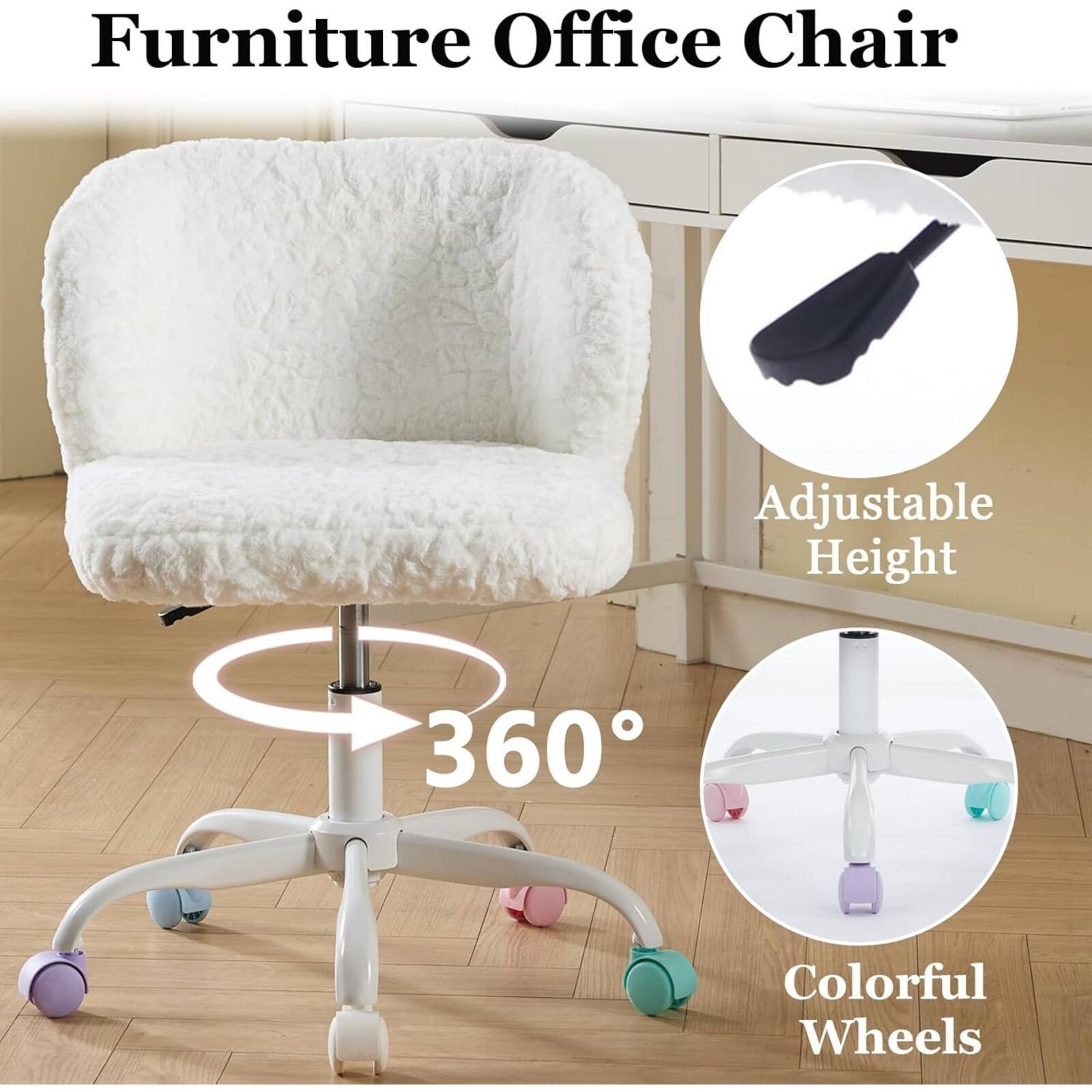 Furniture Office Chair

- Adjustable Height
- 360°
- Colorful Wheels