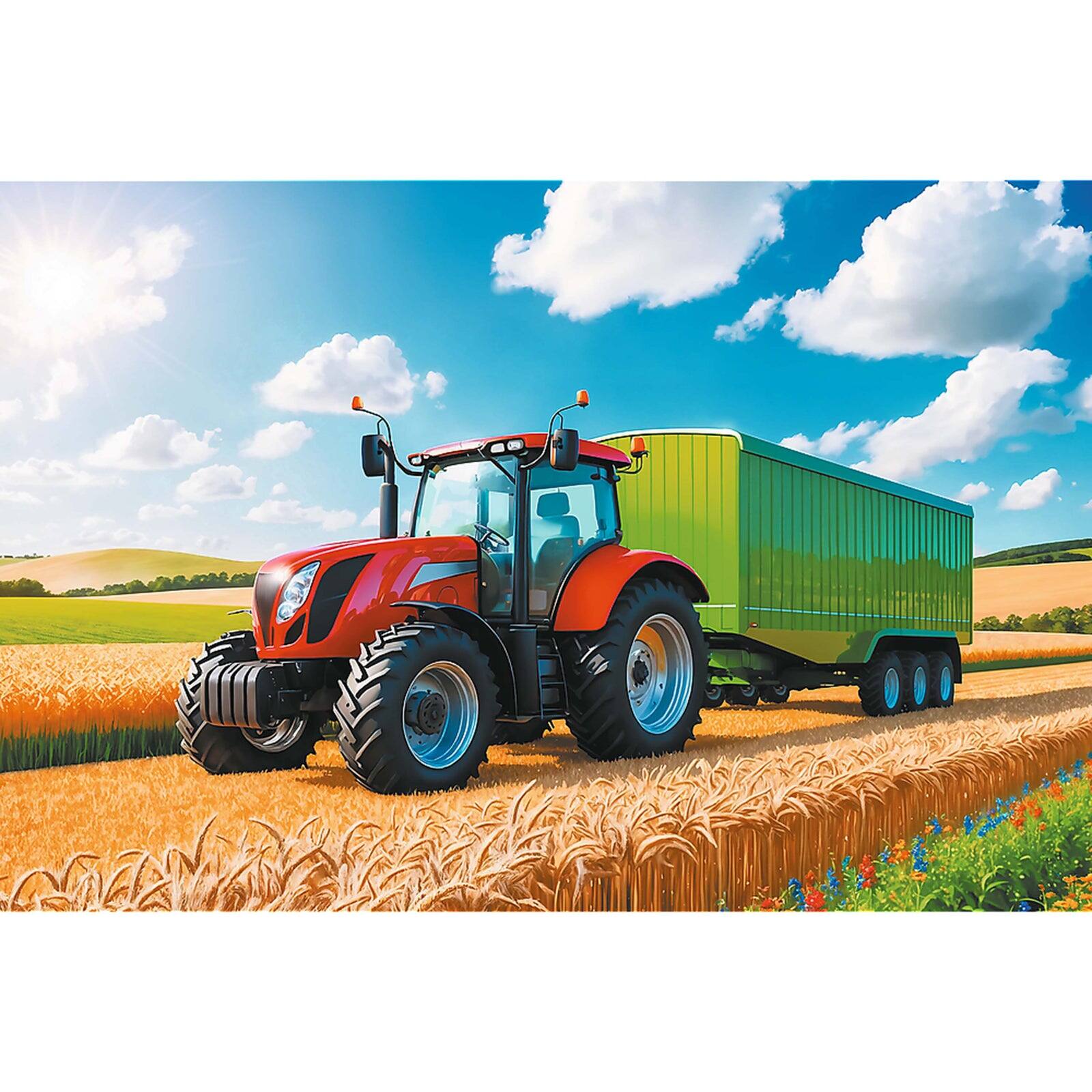 Alt View 1. Trefl - Trefl Kids Agricultural Machinery - Tractor with Trailer 100 Piece Puzzle.