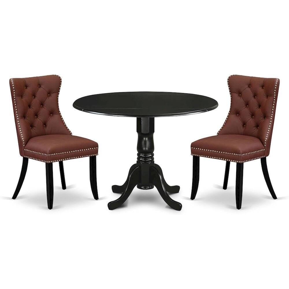 Alt View 1. East West Furniture - East West Furniture Dublin 3 Piece Dining Room Furniture Set Includes a Round Kitchen Table with Dropleaf and 2 - Black.