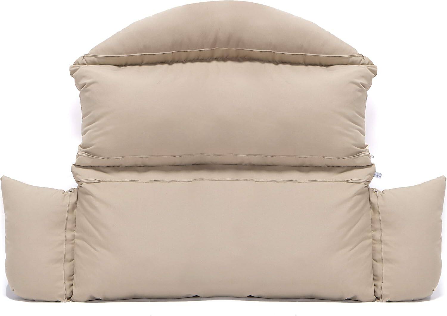 Left. LeisureMod - LeisureMod 2-Person Swing Chair Cushion, Plush Oxford Fabric, Weather-Resistant Hanging Egg Chair Replacement - Taupe.