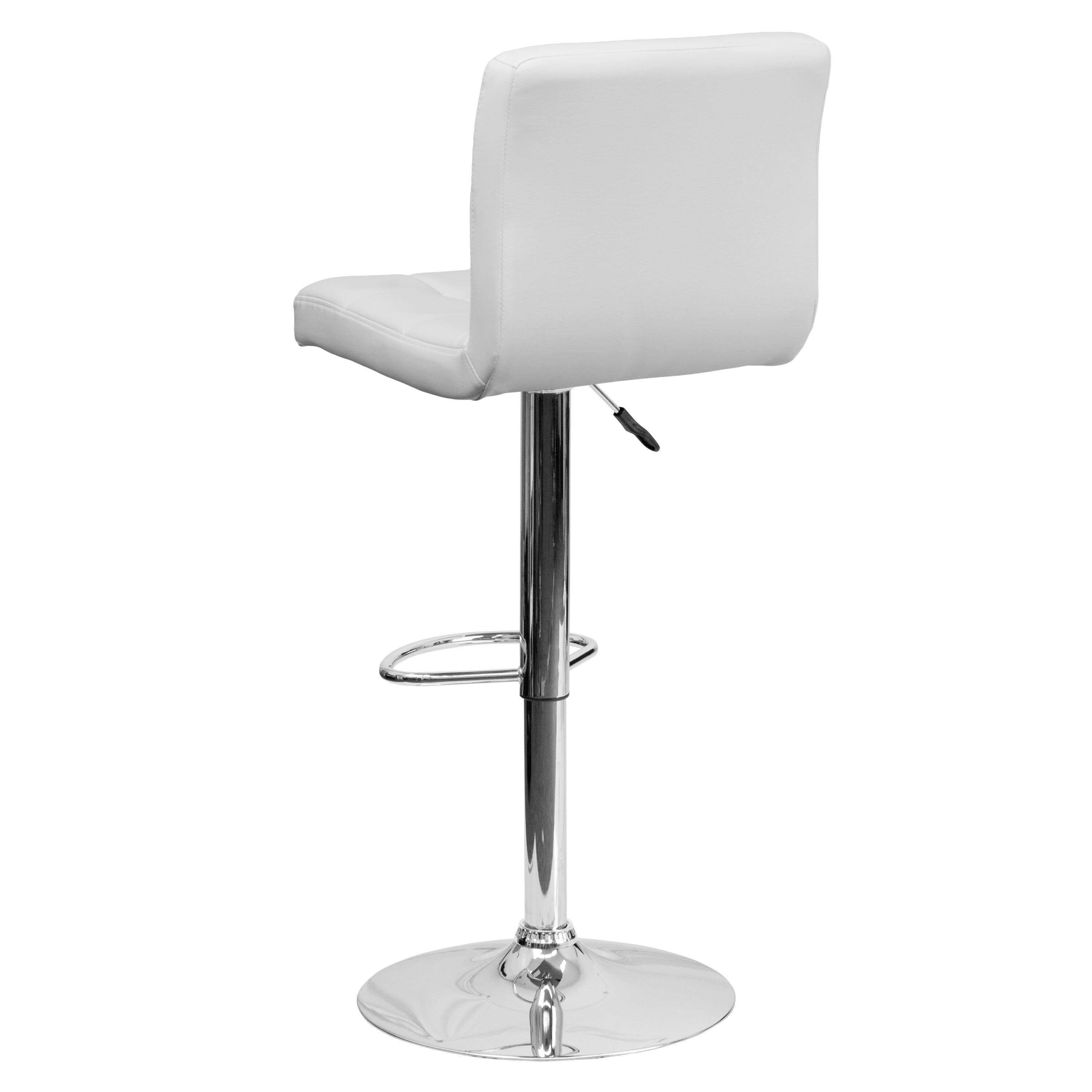 Alt View 5. Emma + Oliver - Quilted Vinyl Swivel Adjustable Height Barstool with Chrome Base - White.