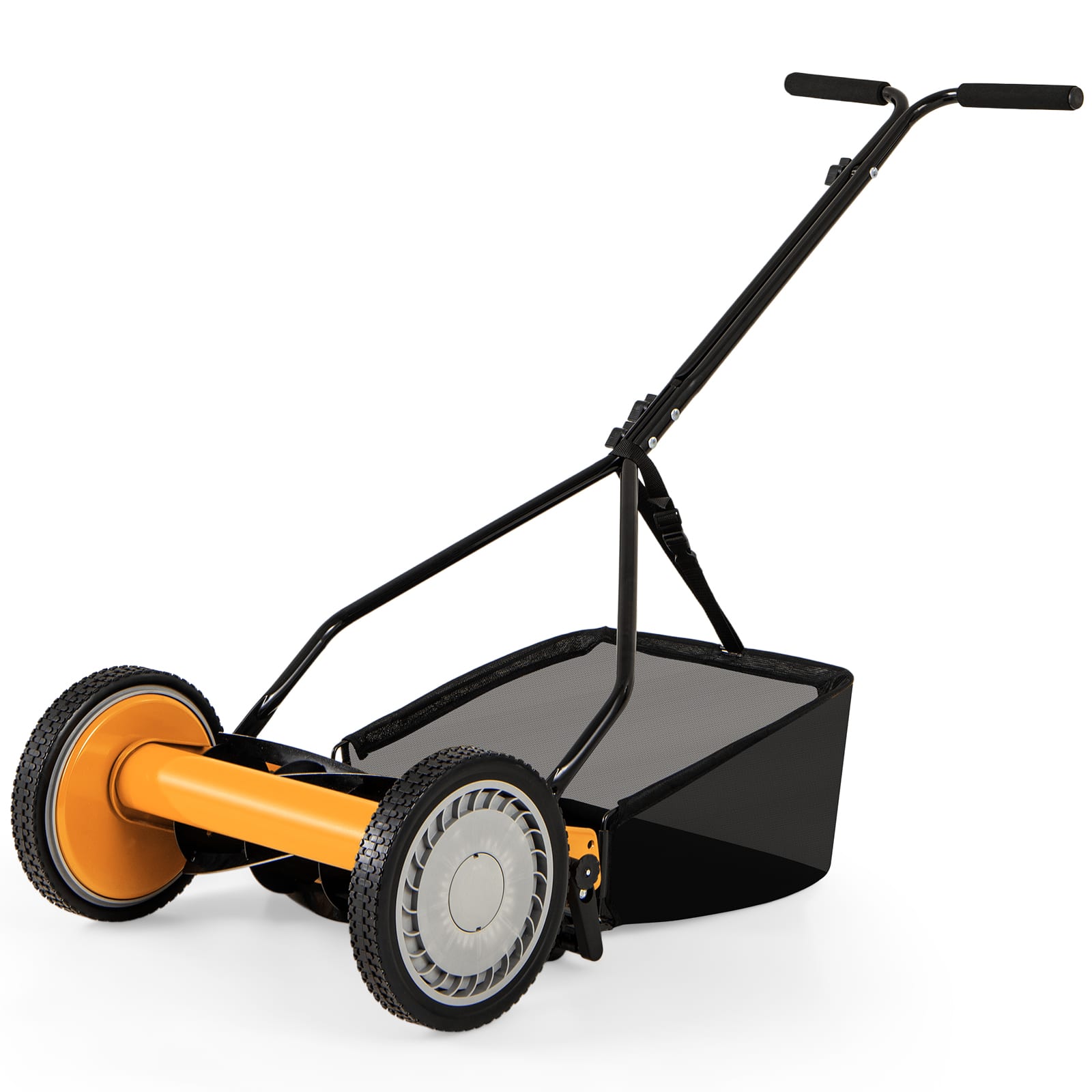 Gymax - Push Lawn Mower Cordless 14'' Manual Reel Mower Adjustable Cutting Heights - Orange