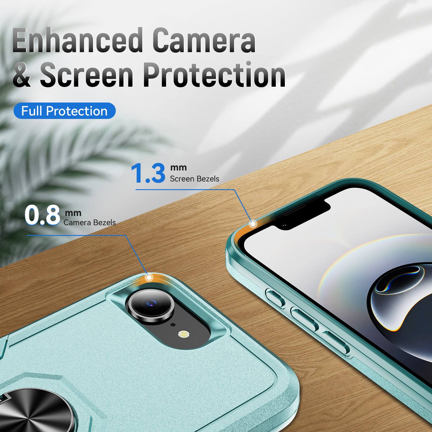 Enhanced Camera & Screen Protection  
Full Protection  
1.3 mm Screen Bezels  
0.8 mm Camera Bezels