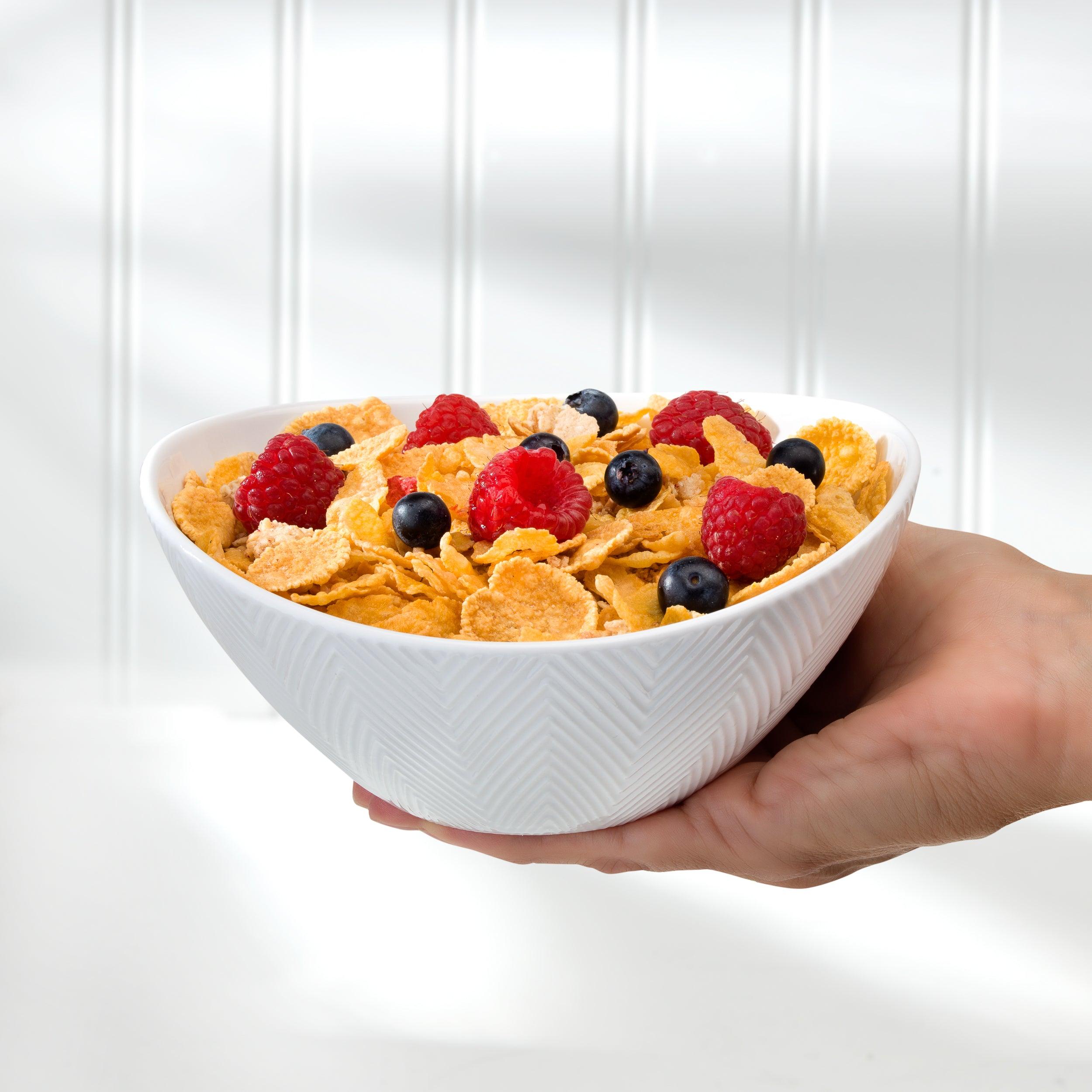 Left. Euro Ceramica Home - Highlands Set of 3 White Stoneware Prep & Serve Nesting Bowls - White.