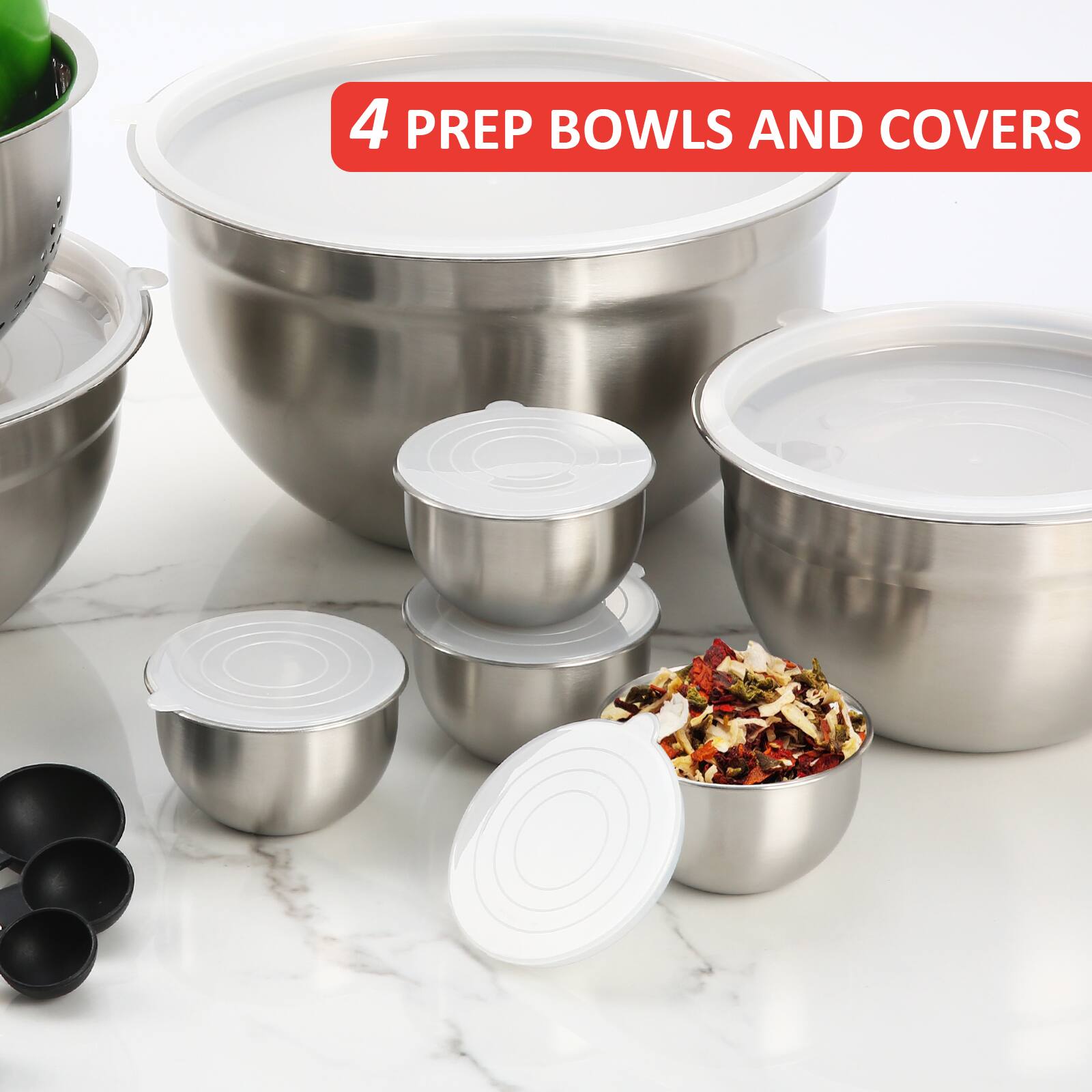 4 PREP BOWLS AND COVERS