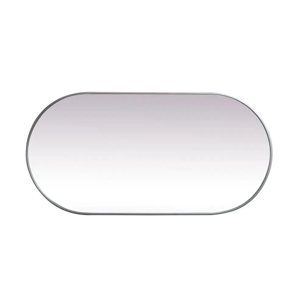 Back. Elegant Decor - Metal Frame Oval Mirror 30x60 Inch in Silver - Silver.