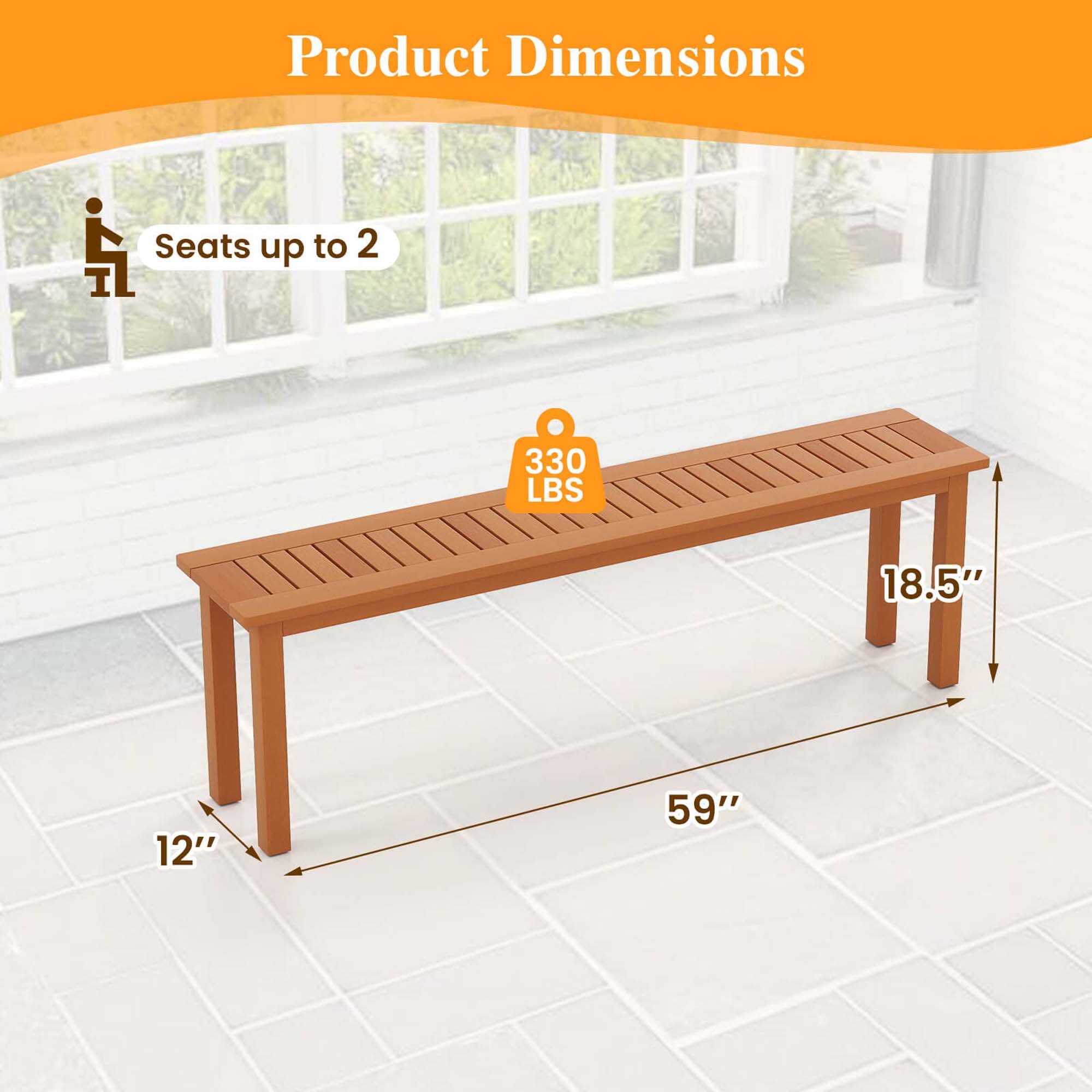 Product Dimensions: Seats up to 2 people, 330 lbs weight capacity, 18.5" width, 12" depth, 59" length.