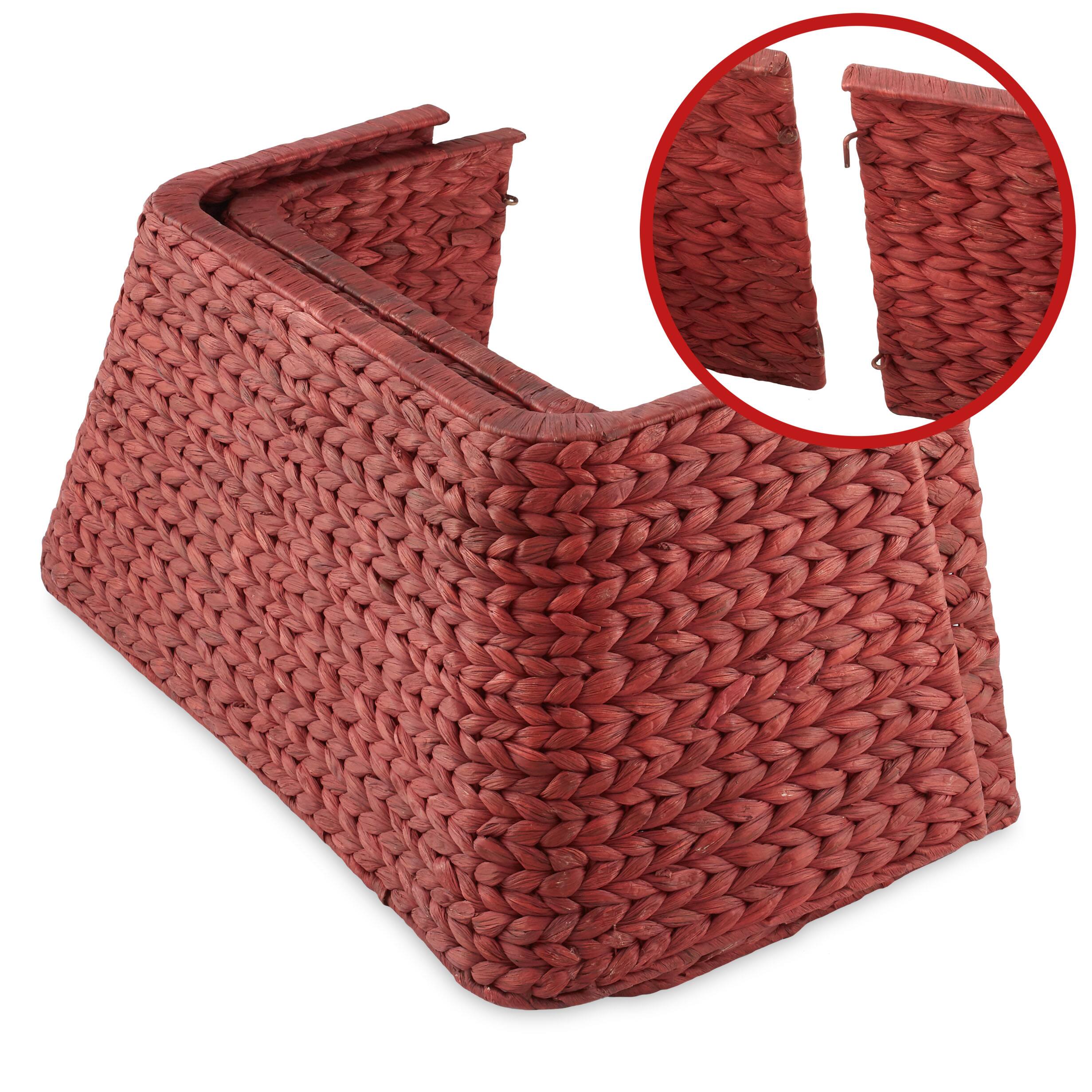 Alt View 4. Casafield - 22-in Water Hyacinth Christmas Tree Collar - Square Base Cover - Red.