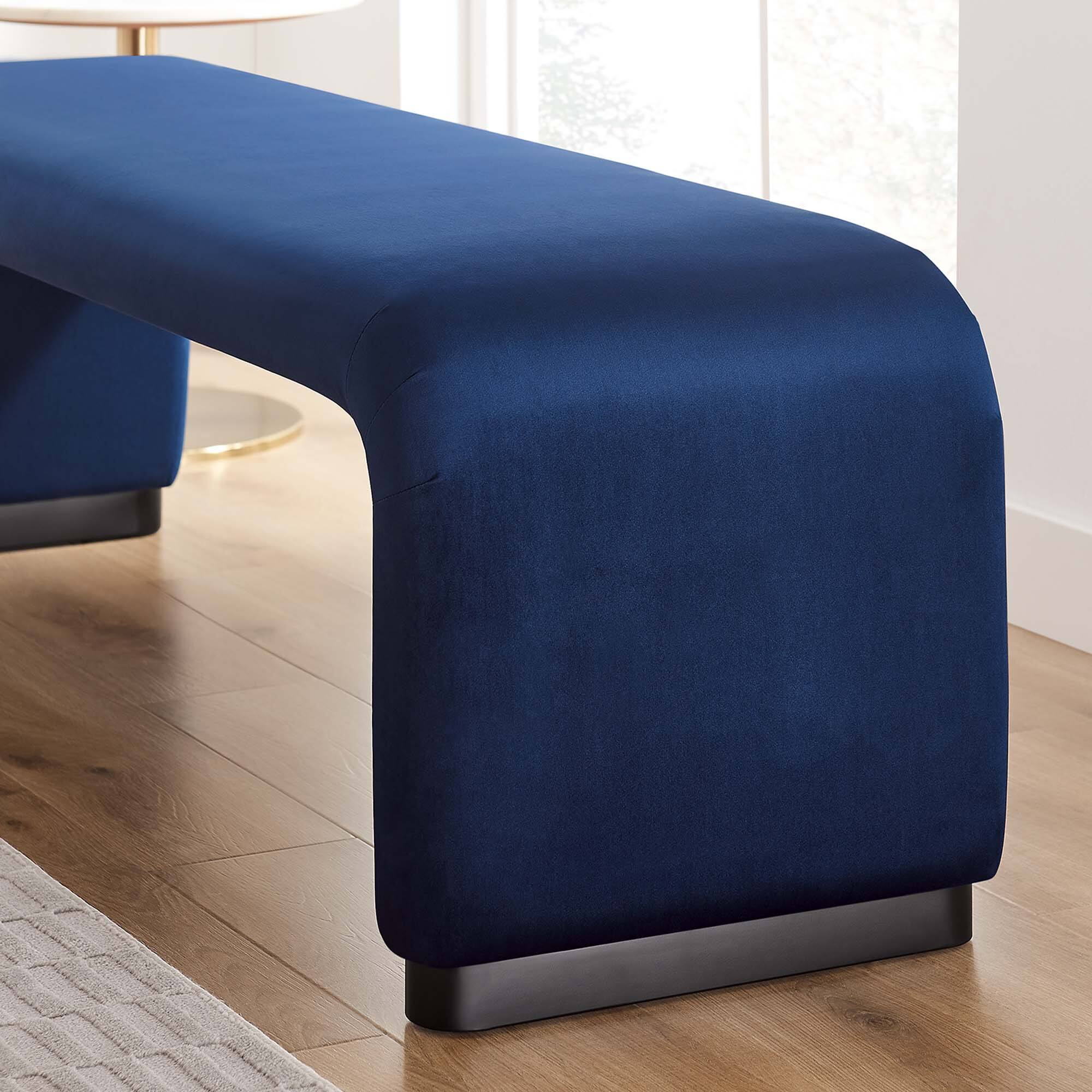 Alt View 5. Modway - Koda Performance Velvet Waterfall Long Bench by Modway - Blue.