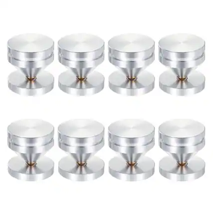 Front. Unique Bargains - 8pcs Speaker Spike Kit Shockproof Adjustable Aluminum Alloy Spike Isolation with Pads Mat for Subwoofer - Silver.