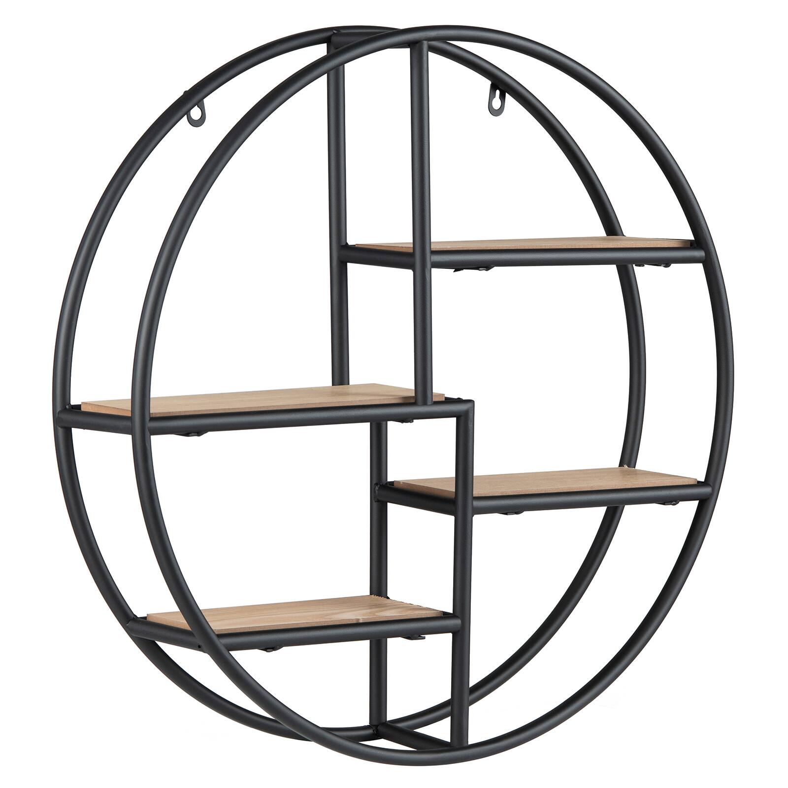 Alt View 8. Gymax - Gymax 4-Tier Floating Shelf Modern Geometric Hanging Storage Organizer for Living Room - Black.