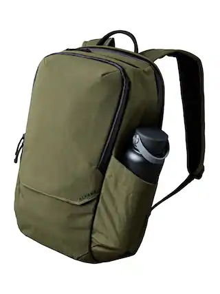 Front. ALPAKA - Elements Backpack Pro Laptop Backpack Fits 16'' Laptop with Dual Bottle Pockets, Travel Backpack for Men - Green Axoflux 400D Ripstop Nylon.