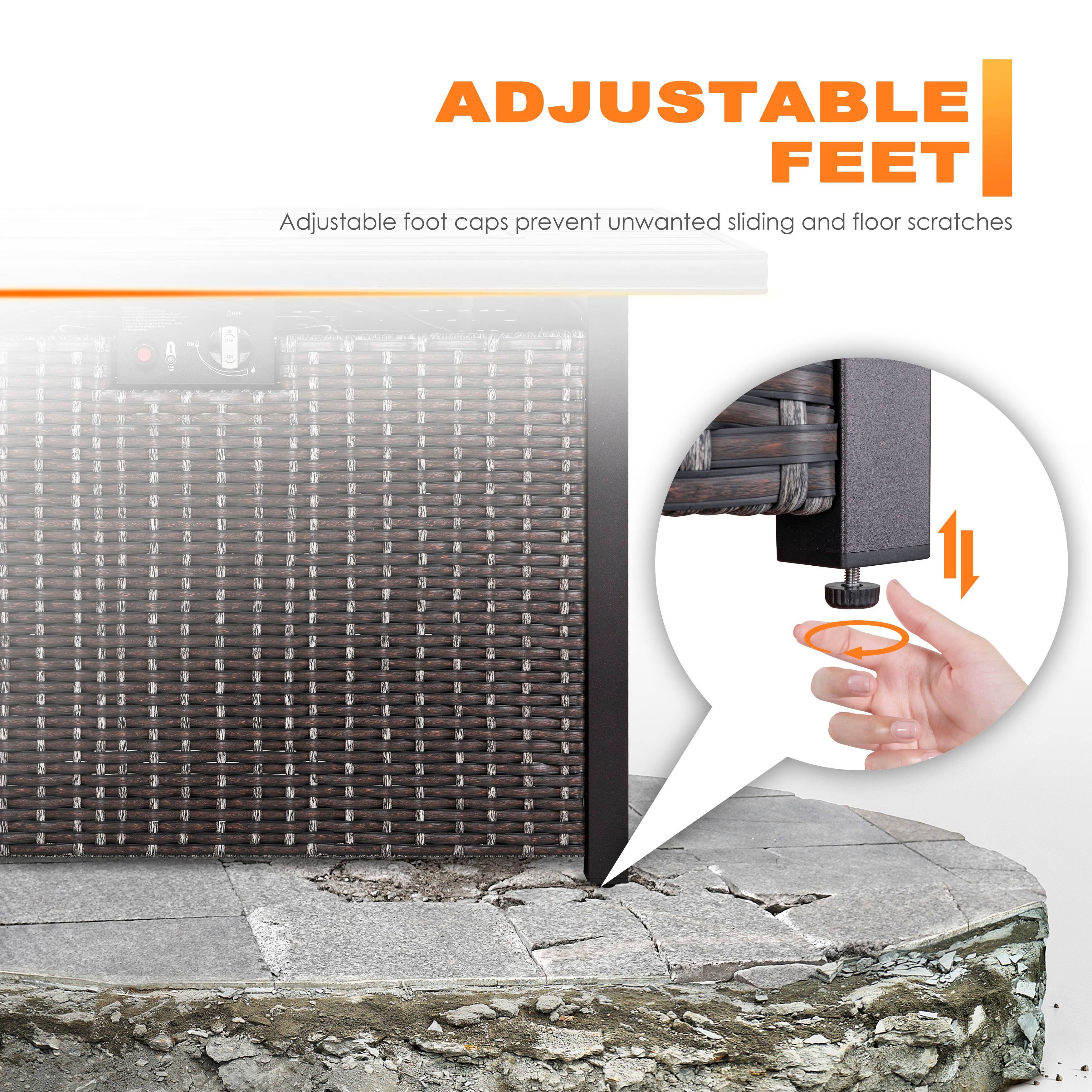 ADJUSTABLE FEET

Adjustable foot caps prevent unwanted sliding and floor scratches