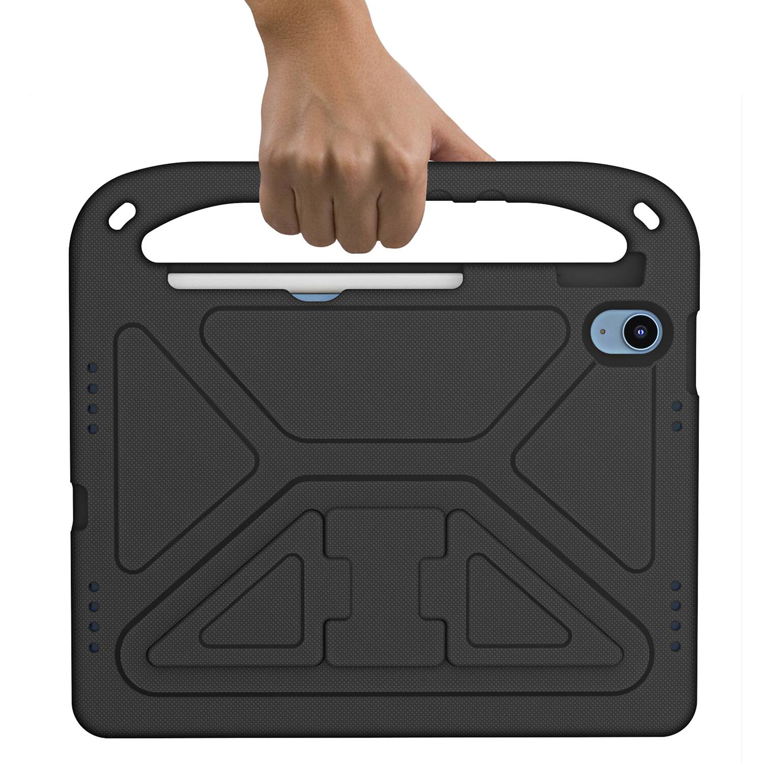 Alt View 2. Dteck - For Apple iPad (A16) 11" 2025/iPad 10th 2022 Rugged Case Kids Friendly EVA Handle Grip Pencil Holder Kickstand Cover - Black.