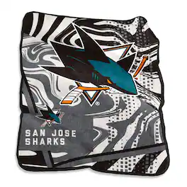 Logo Brands - San Jose Sharks 50" x 60" Swirl Raschel Throw Blanket - Multicolor