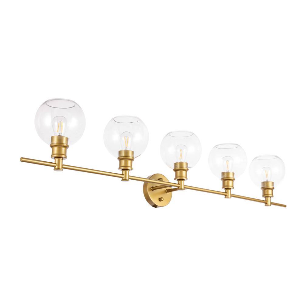 Alt View 3. Living District - Collier 5 light Brass and Clear glass Wall sconce - Brass And Clear Glass.