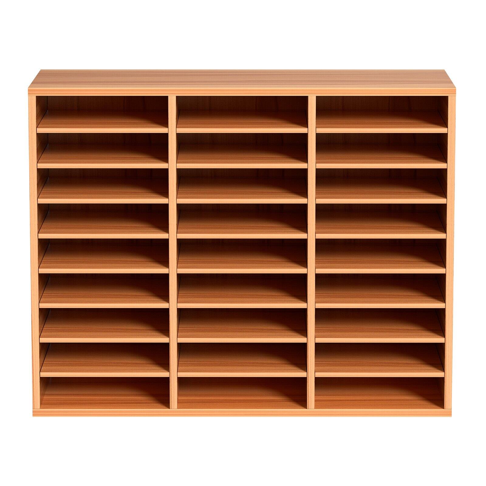 Alt View 10. Glintex - 27 Compartments Wood Literature Organizer with Adjustable Shelves for Office Home School File Paper Storage.