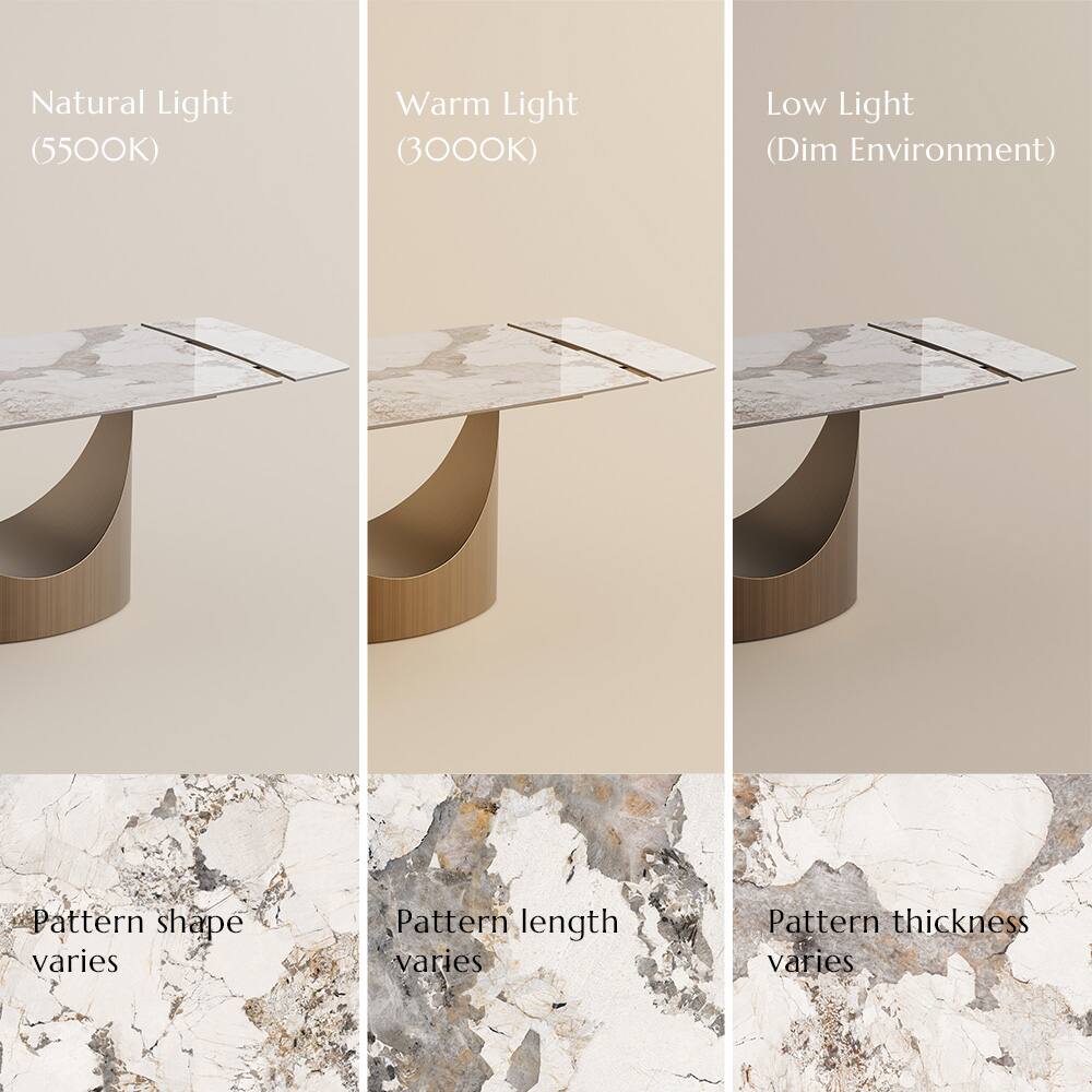 Natural Light (5500K)  
Warm Light (3000K)  
Low Light (Dim Environment)  

Pattern shape varies  
Pattern length varies  
Pattern thickness varies
