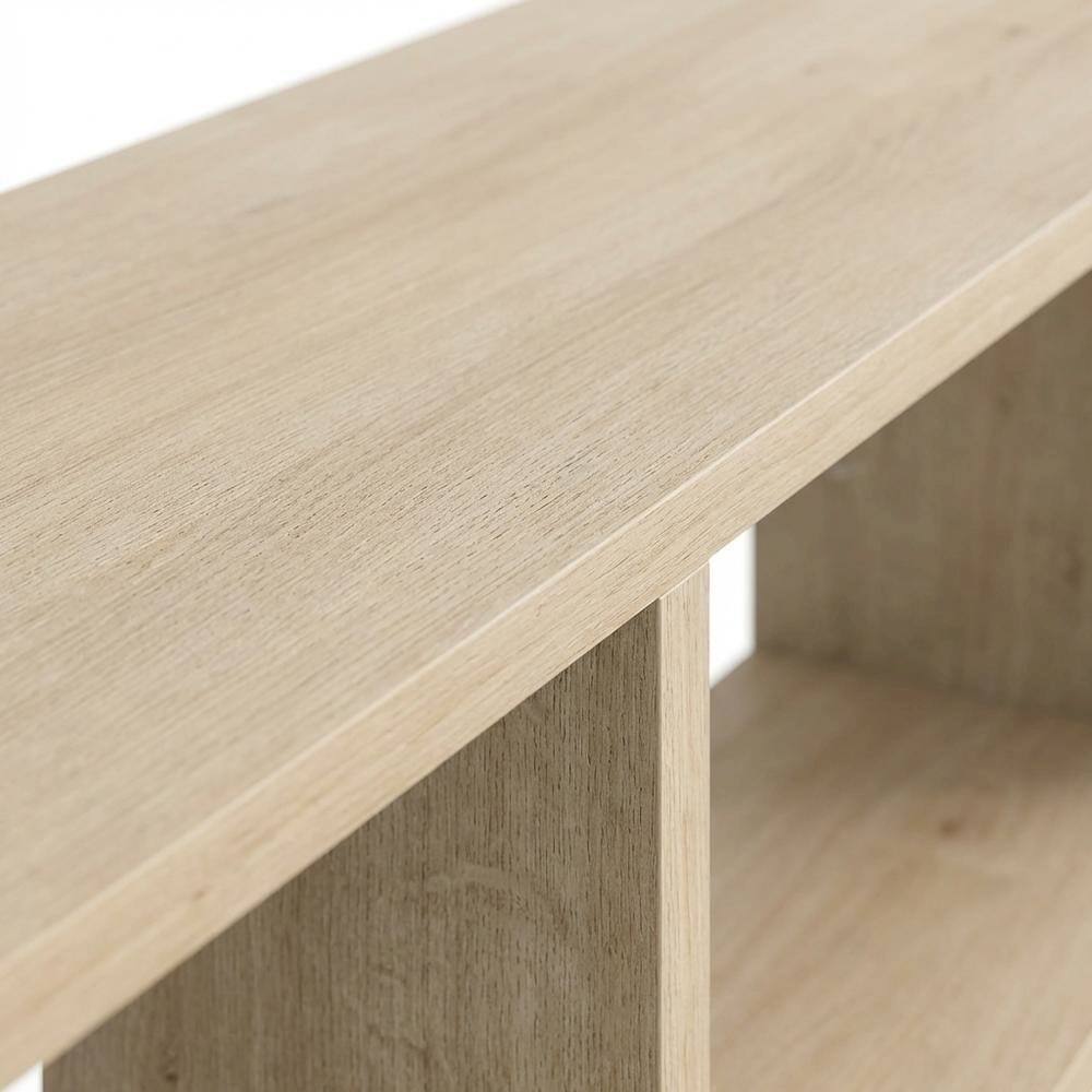 Alt View 4. FurniFact - Oak floating TV stand with 2 shelves for modern living spaces - Beige.
